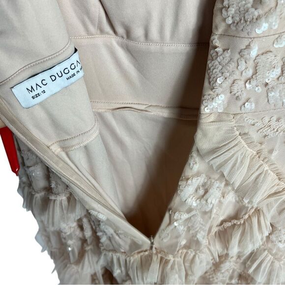 Mac Duggal WMNS 12 Blush Sequined Scallop Ruffle Tiered V Neck Gown Flirty Fun - Picture 8 of 12